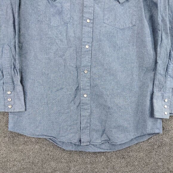 Fly Cattleman Pearl Snaps Button Down Shirt Long Sleeve Mens Size M Blue - Picture 8 of 12